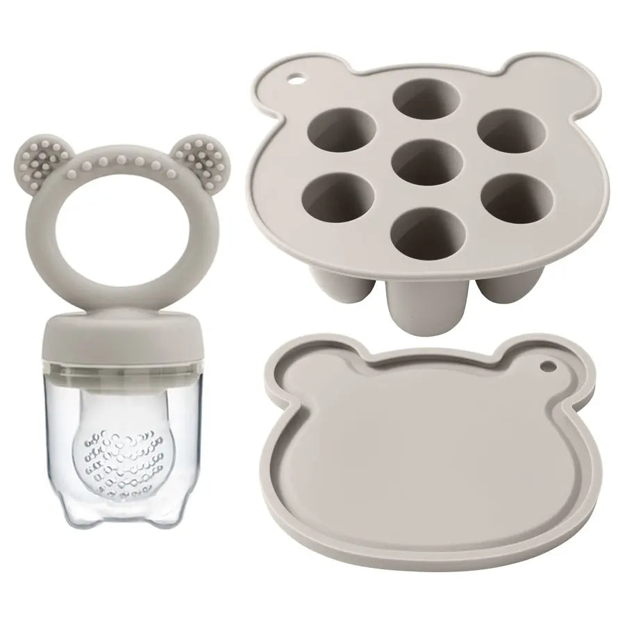 Silicone Baby Food Freezer Tray with Teething Popsicle Molds - Baby Fruit Feeder and Breastmilk Teether Combo