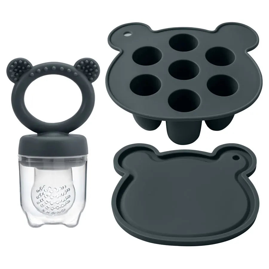Silicone Baby Food Freezer Tray with Teething Popsicle Molds - Baby Fruit Feeder and Breastmilk Teether Combo