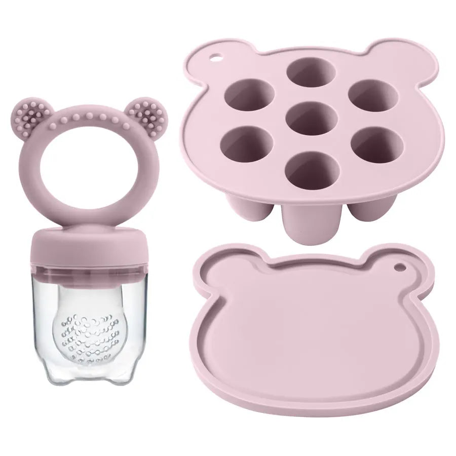 Silicone Baby Food Freezer Tray with Teething Popsicle Molds - Baby Fruit Feeder and Breastmilk Teether Combo