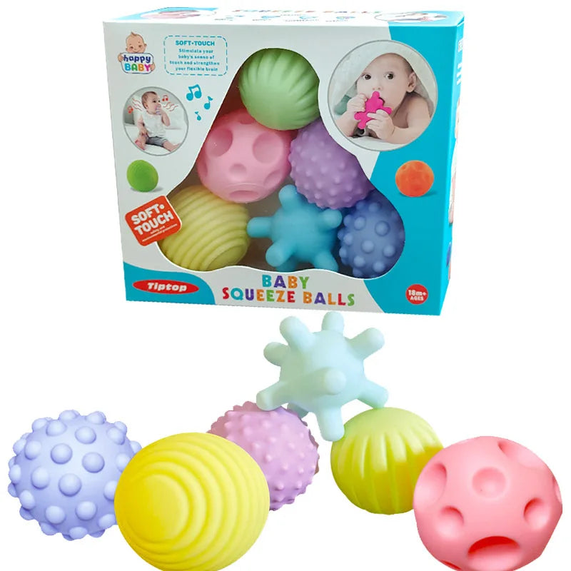6-Piece Sensory Textured Ball Set – Tactile & Motor Skill Development Toy for Babies