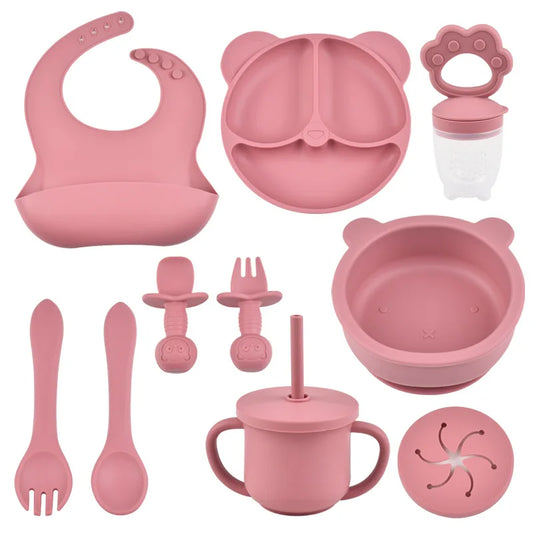 9PCS Baby Silicone Feeding Set – All-in-One Mealtime Solution!