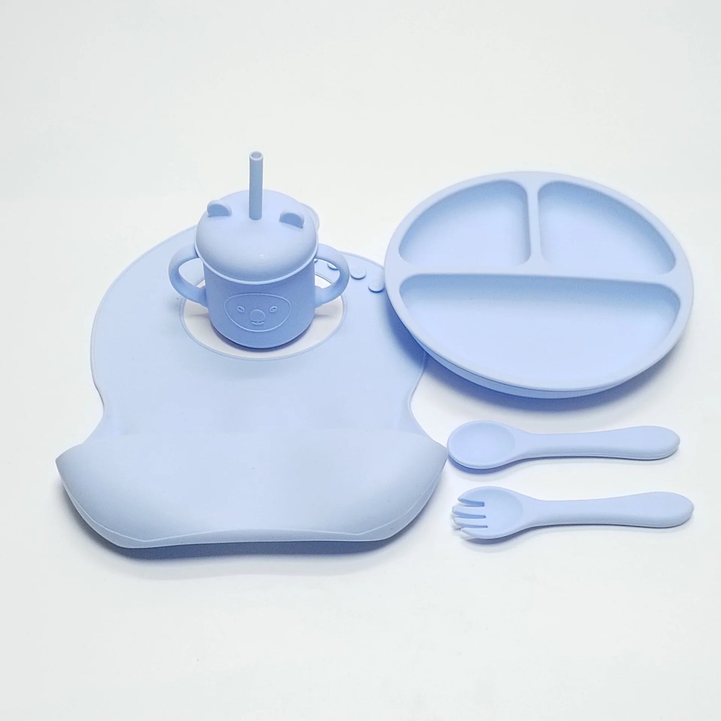 5PCS Silicone Baby Tableware Set – Safe, Stylish & Mess-Free! 🍽️👶