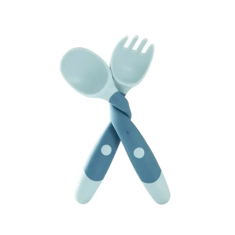 Soft Silicone Baby Spoon & Fork Set – Safe, Bendable & Easy to Hold!