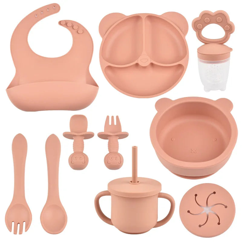 9PCS Baby Silicone Feeding Set – All-in-One Mealtime Solution!