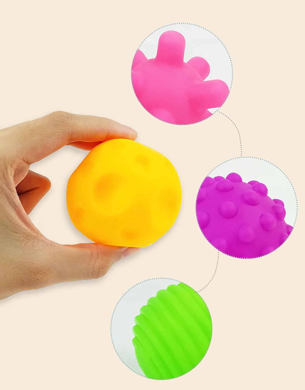 6-Piece Sensory Textured Ball Set – Tactile & Motor Skill Development Toy for Babies