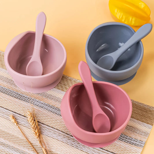 Silicone Suction Bowls with spoon for Infants | Baby Feeding & Training Tableware | Non-Slip Bowls for Learning to Eat”