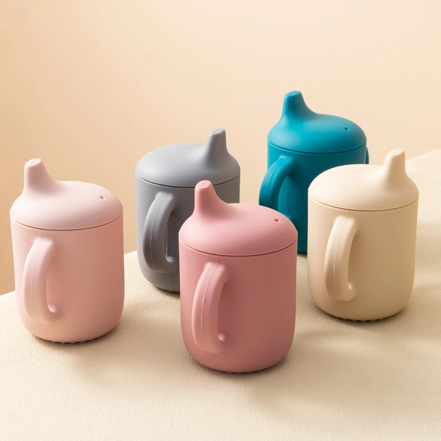 Silicone Sippy Cup and Training Cup for Baby 6 months+ Soft Spout and Handles Unbreakable Easy Grip for Babies 6-12 months and Toddlers 1-3 years 5oz/150ml