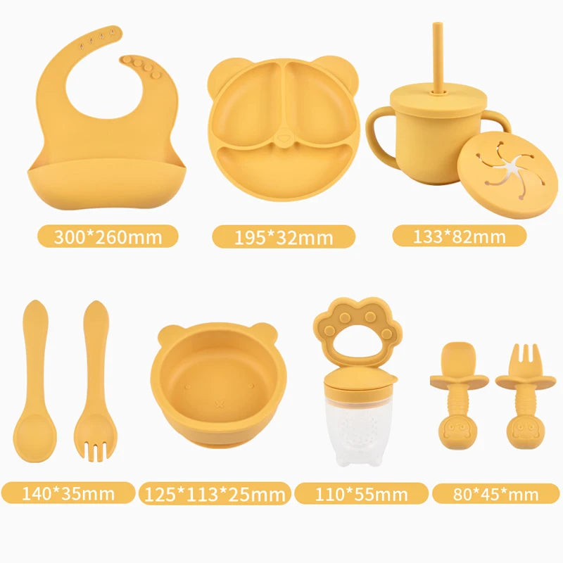 9PCS Baby Silicone Feeding Set – All-in-One Mealtime Solution!