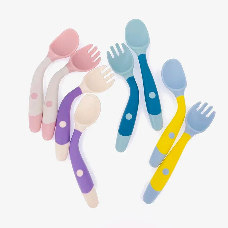 Soft Silicone Baby Spoon & Fork Set – Safe, Bendable & Easy to Hold!