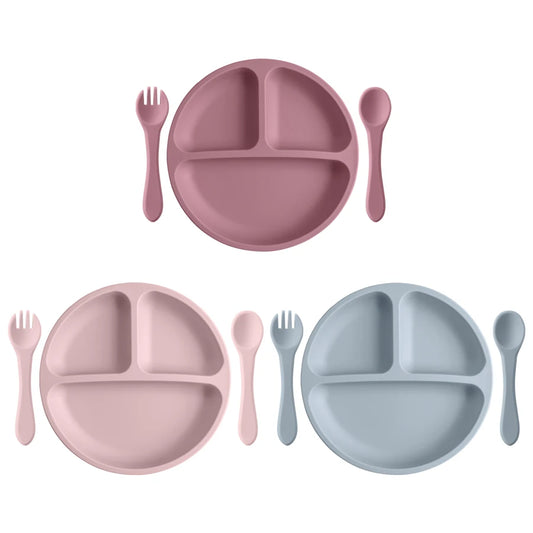 3PCS Baby Silicone Tableware Set – Safe & Fun Mealtime! 🍽️👶